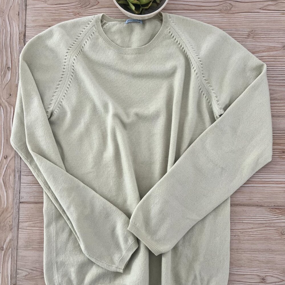 Malo Italian Cashmere Blend Pale Spring Green Sweater | Size Large | Spring